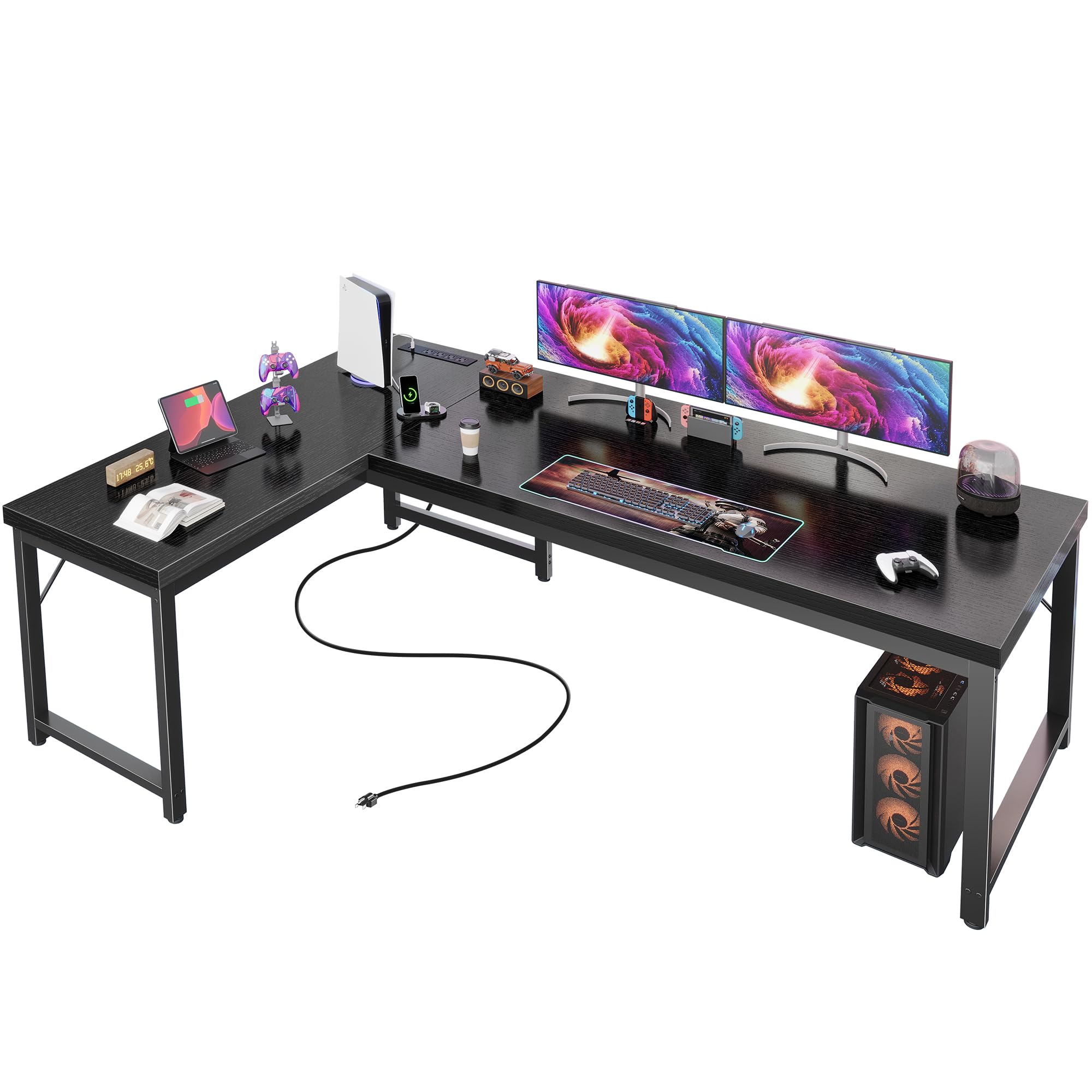Amazon.com: Huuger 63 Inch L Shaped Desk with Power Outlets and